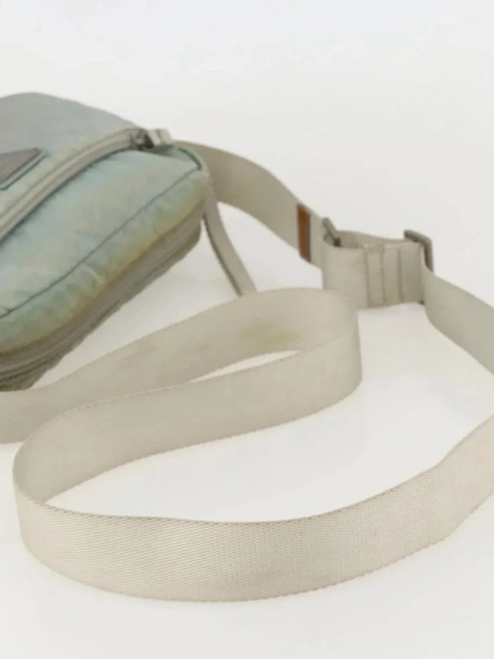 PRADA Shoulder Bag Nylon Light Blue Silver Auth 175693